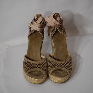 Beige mesh and suede Jimmy Choo Prue espadrille.